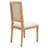 French Country Dining Chairs Set of 2, Solid Rubberwood Side Chairs with Cane Back, Upholstered Linen Seat & Carved Turned Legs for Dining Room, Kitch