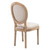 French Style Solid Wood Dining Chairs Set of 2, Elegant Oval Back Kitchen Side Chairs for Dining Room & Living Room