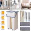 Flat Floor Mop Bucket Set Self Cleaning Wet Dry Usage with 2Pcs Reusable Microfiber Mop Pads
