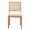 Farmhouse Rattan Dining Chairs Set of 2, Mid Century Modern Cane Back Kitchen Side Chairs, Natural Rubberwood Frame Upholstered Dining Chairs for Dini