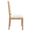 French Country Dining Chairs Set of 2, Solid Rubberwood Side Chairs with Cane Back, Upholstered Linen Seat & Carved Turned Legs for Dining Room, Kitch