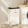 10 Gallon Tilt-Out Trash Cabinet with Drawer, Freestanding Kitchen Garbage Bin Holder & Laundry Hamper for Kitchen, Living Room, Laundry & Balcony