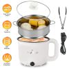Electric Hot Pot with Steamer 1.8L Mini Portable Hot Pot with 300W 600W Dual Power for Egg Fried Rice Ramen Oatmeal Soup Overheat Protection for Colle
