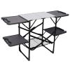 Folding Camping Kitchen Table, Portable Outdoor Cooking Station with Heat Resistant Top, 4 Side Tables & Lower Storage Rack for Picnic, Tailgating & C