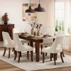 Chenille Dining Chairs Set of 2, Upholstered Side Chairs with Curved Solid Rubberwood Legs for Dining Room Kitchen