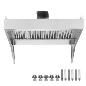 Commercial Exhaust Hood, 8FT Food Truck Hood Exhaust, 201 Stainless Steel Concession Trailer Hood with 4 Detachable U-shaped Grid Oil Filter Mesh