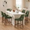 Cutout Back Counter Height Bar Stools Set of 2, Mid Century Chenille Upholstered Kitchen Island Stools with Solid Rubberwood Legs