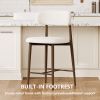 Set of 2 Modern Counter Height Bar Stools, Upholstered Linen Counter Stools with Curved Backrest Metal Legs for Kitchen Island