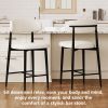 Set of 2 Modern Counter Height Bar Stools, Upholstered Linen Counter Stools with Curved Backrest Metal Legs for Kitchen Island