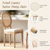 French Style Oval Rattan Back Dining Chairs Set of 2, Solid Wood Kitchen Side Chairs for Dining Room, Living Room & Restaurant