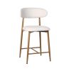 Set of 2 Modern Counter Height Bar Stools, Upholstered Linen Counter Stools with Curved Backrest Metal Legs for Kitchen Island
