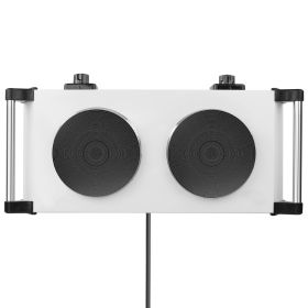 2000W Electric Dual Burner Portable Coil Heating Hot Plate Stove Countertop RV Hotplate with 5 Temperature Adjustments Portable Handles (Option: StoveSilverDoubleGPCT4272)