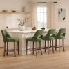 Cutout Back Counter Height Bar Stools Set of 2, Mid Century Chenille Upholstered Kitchen Island Stools with Solid Rubberwood Legs