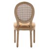 French Style Oval Rattan Back Dining Chairs Set of 2, Solid Wood Kitchen Side Chairs for Dining Room, Living Room & Restaurant