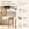 French Style Oval Rattan Back Dining Chairs Set of 2, Solid Wood Kitchen Side Chairs for Dining Room, Living Room & Restaurant