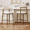 Set of 2 Modern Counter Height Bar Stools, Upholstered Linen Counter Stools with Curved Backrest Metal Legs for Kitchen Island