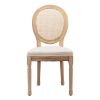 French Style Oval Rattan Back Dining Chairs Set of 2, Solid Wood Kitchen Side Chairs for Dining Room, Living Room & Restaurant