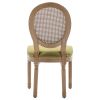 French Style Oval Rattan Back Dining Chairs Set of 2, Solid Wood Kitchen Side Chairs for Dining Room, Living Room & Restaurant