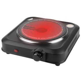 1000W Electric Infrared Single Burner Portable Heating Hot Plate Stove Countertop RV Hotplate with 7.5” Glass Cooktop Stepless Temperature Adjustments (Option: 5381)