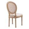 French Style Oval Rattan Back Dining Chairs Set of 2, Solid Wood Kitchen Side Chairs for Dining Room, Living Room & Restaurant