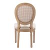 French Style Oval Rattan Back Dining Chairs Set of 2, Solid Wood Kitchen Side Chairs for Dining Room, Living Room & Restaurant