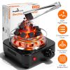 Electric Charcoal Burner 500W Hookah Charcoal Burner Compact Coal Burner for Hooka Cubes Shisha with Grill and Tongs 5 Temperature Gears 338℉-1022℉ Th